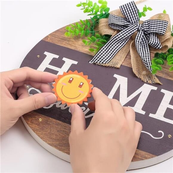 Interchangeable Welcome Sign for Front Door with 14 Changeable Icons, Farmhouse - Picture 2 of 7